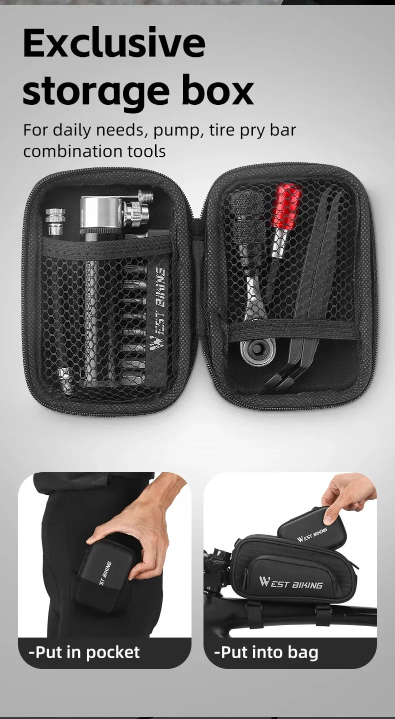 Portable Tool Bag Ratchet Wrench Kit Tire Lever Mini Pump