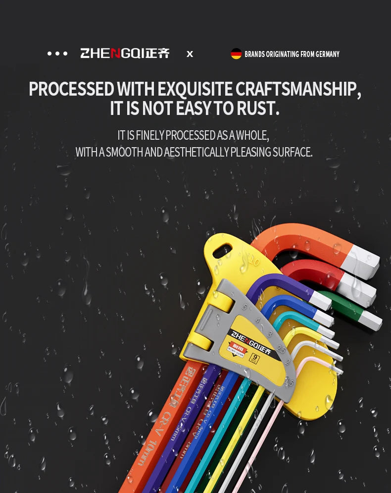 Internal Hex Wrench Set L Wrench Set Suitable for Home and Workplace Hex Wrench Set 1.5mm to 10mm Hex Wrench Manual Repair Tool
