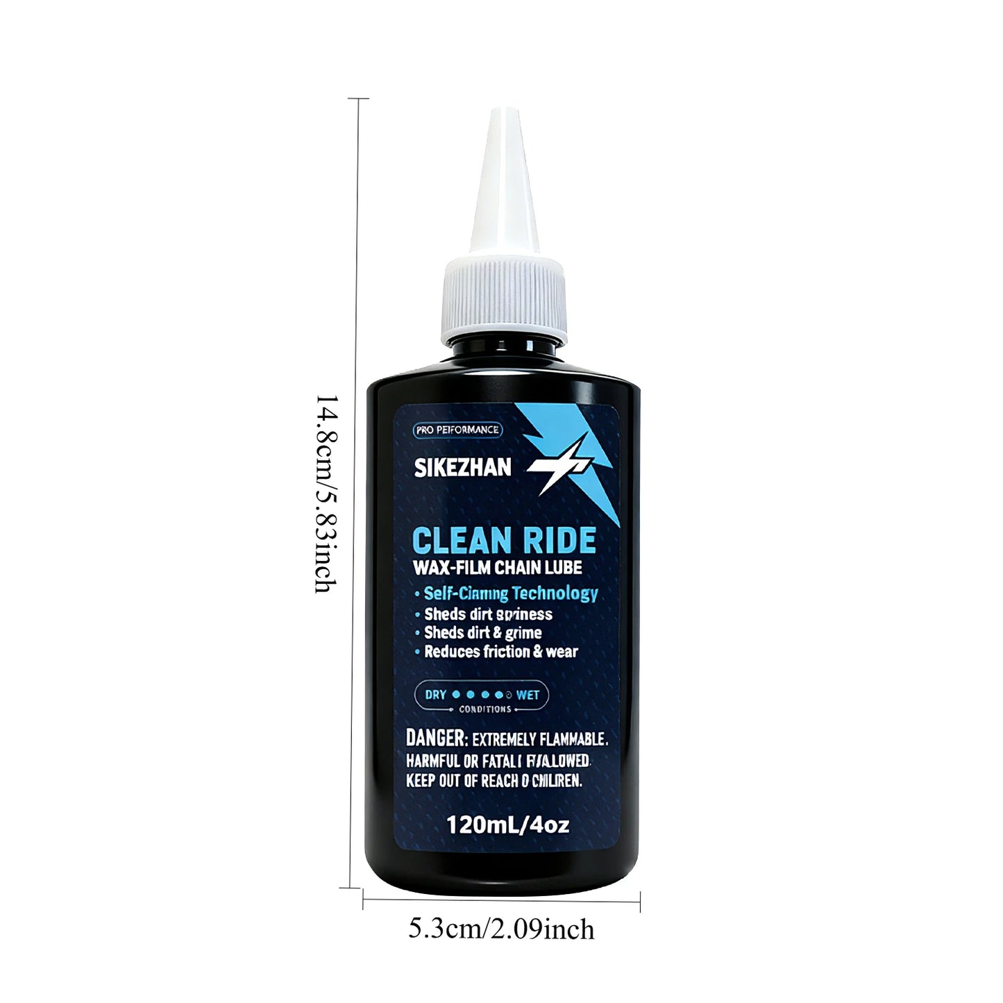 120ml Bike Chain Lube, Wax-Based Bicycle Lubricant for MTB & Road Bike, Anti-Rust, Reduces Wear, Quiet Smooth Ride & Repels Dirt
