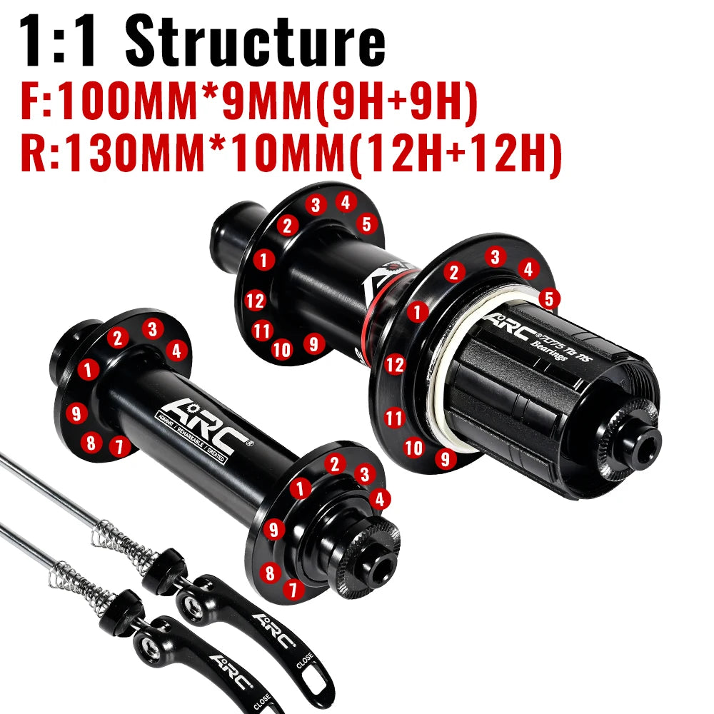 ARC Road Bike Hubs Rim Brake 4 Pawls 48 Clicks Front 100 Rear 130MM  20 24 Holes Ultralight 280g 8-11S