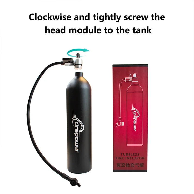 1.3L MTB Road Bike Tubeless Tire Inflator Tyre Air Booster Black Air bottle With Valve Gas Cylinder For Bike Tubeless 29" tire