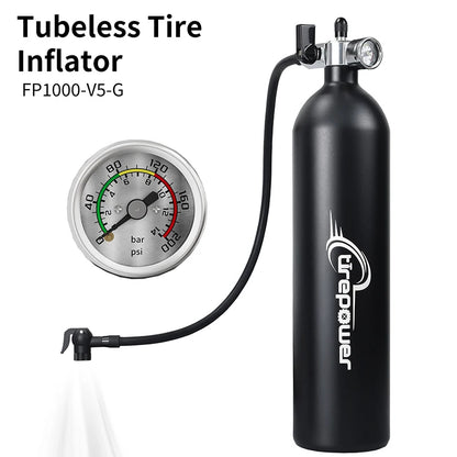 Tubeless Tire Inflator 1.2L Tubeless Bike Pump Max 200 PSI Tubeless Booster Compatible with Presta & Schrade Valves for Road MTB