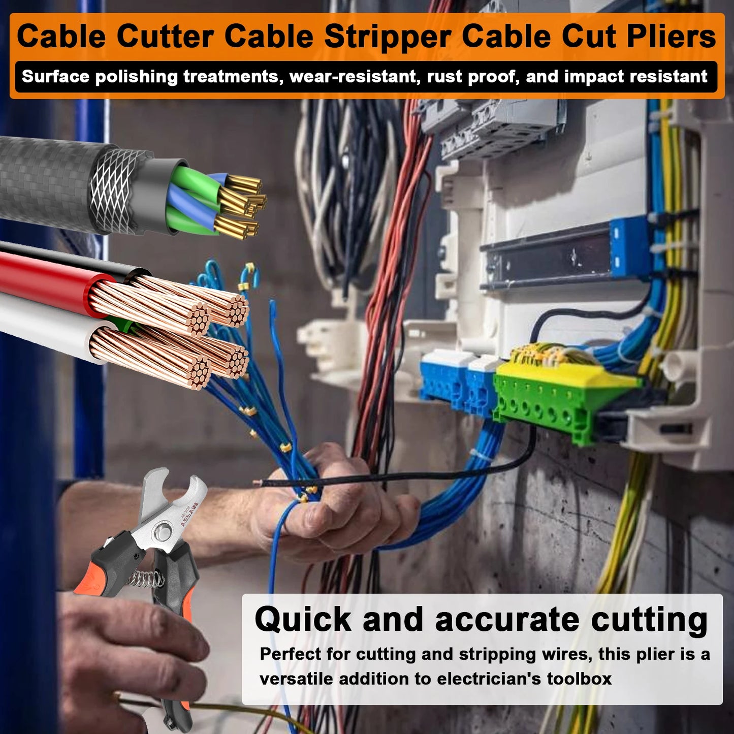 Cable Cutter Cable Stripper Cable Cut Pliers Electrician Wire Cutting Plier Portable Hand Tool Copper Wire Aluminum Wire Cutter